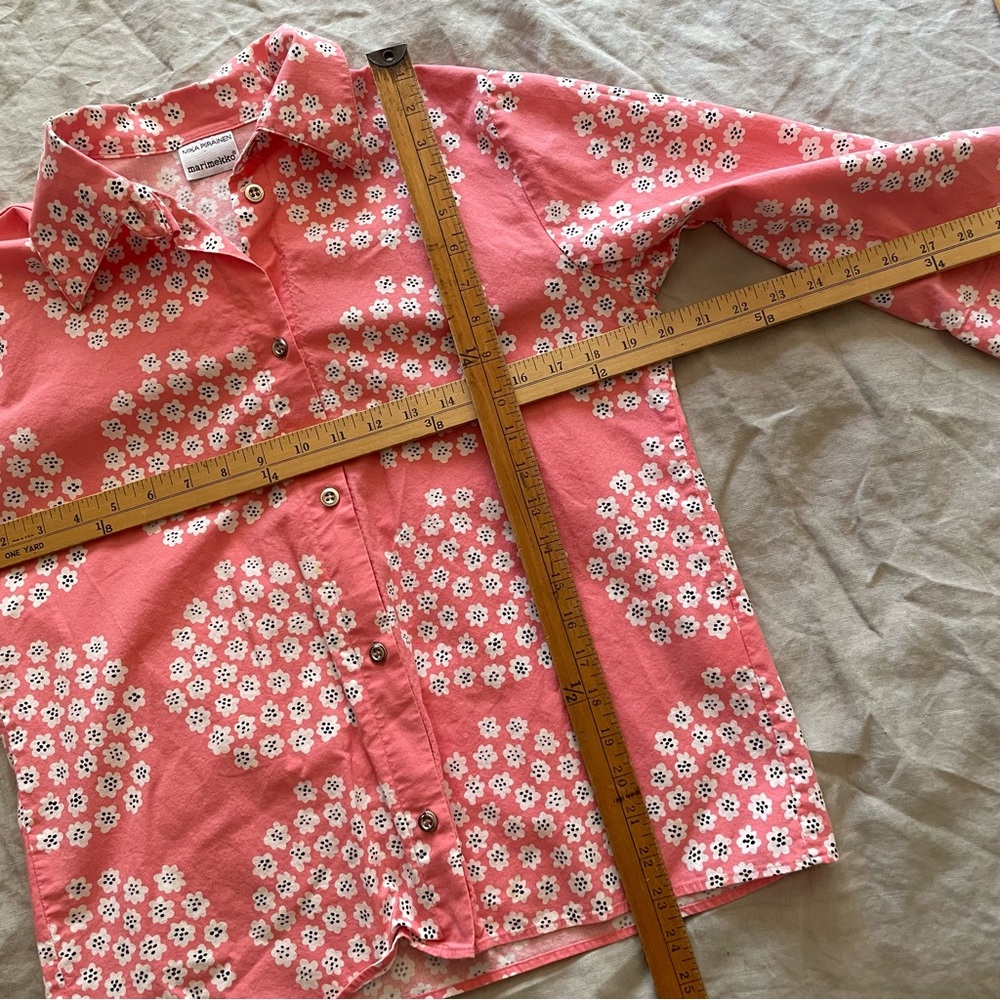 Marimekko Floral Button-Up Top in Coral Pink and White size M - Picture 7 of 12